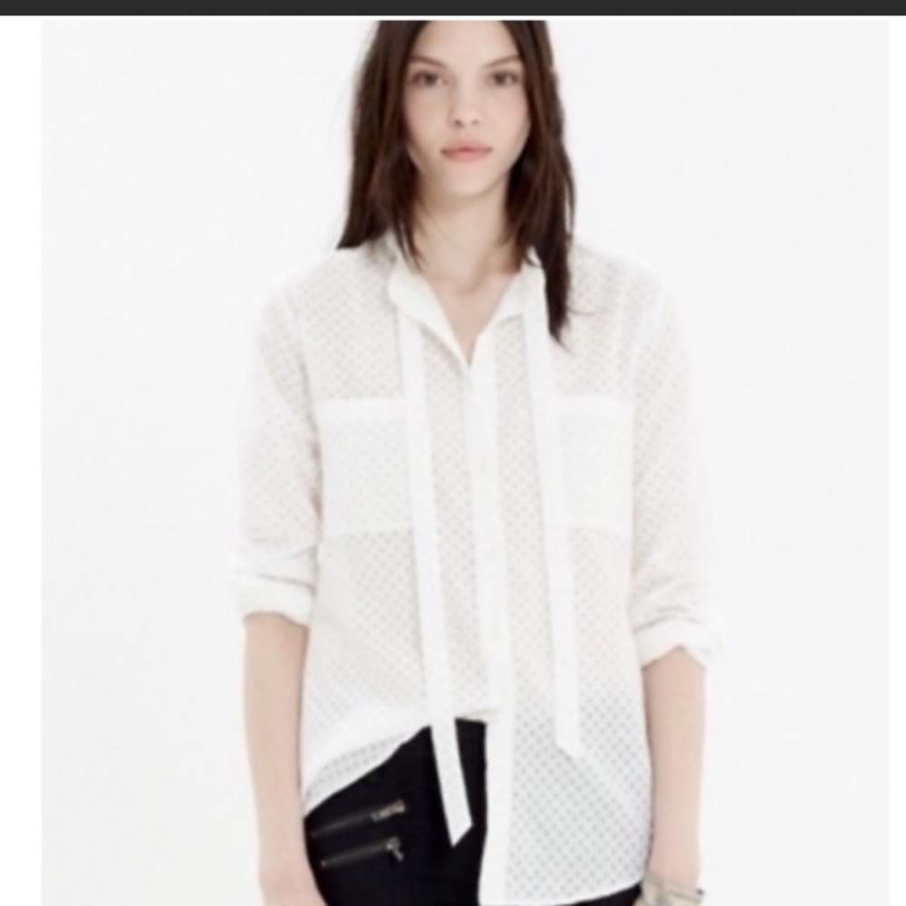 Madewell Women's Tie Neck Blouse in Sheer Drop